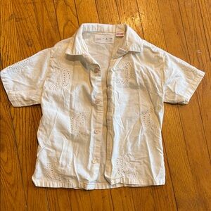 Zara Kids Cream Button Down Paisley Shirt